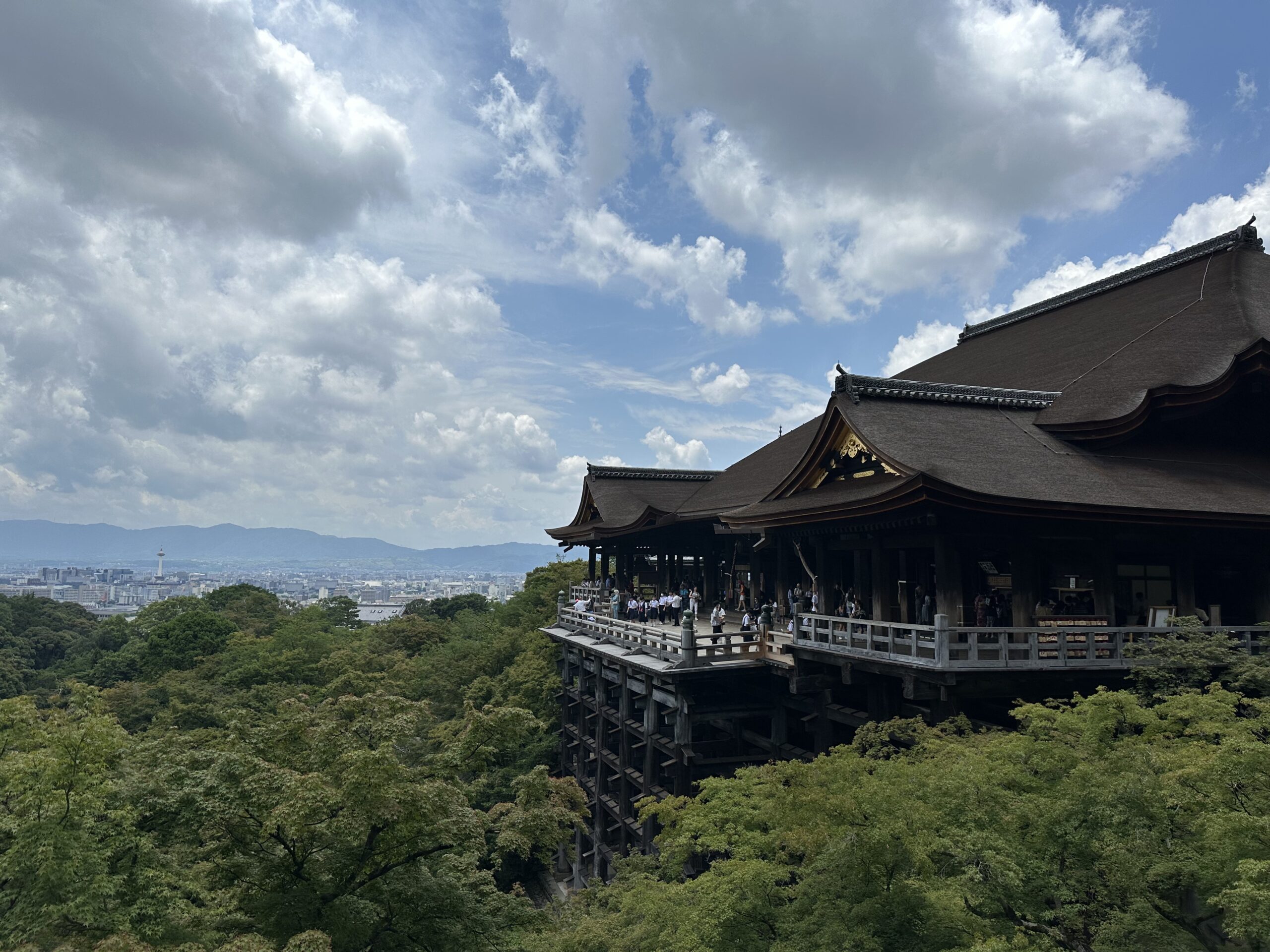 View on the main hall at Kiyomizu-dera temple.
